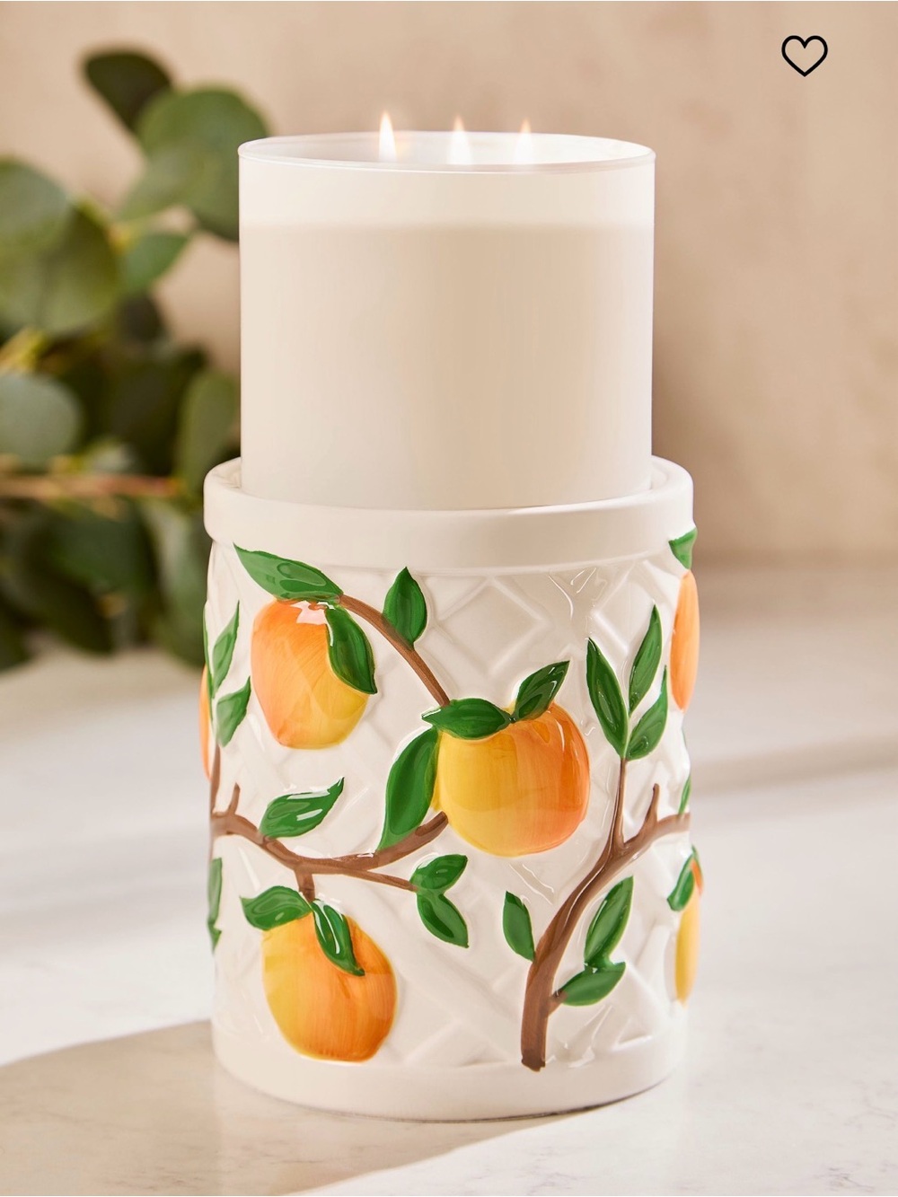 Bath & Body Works Vera Bradley Peach Pedestal 3-Wick Candle Holder